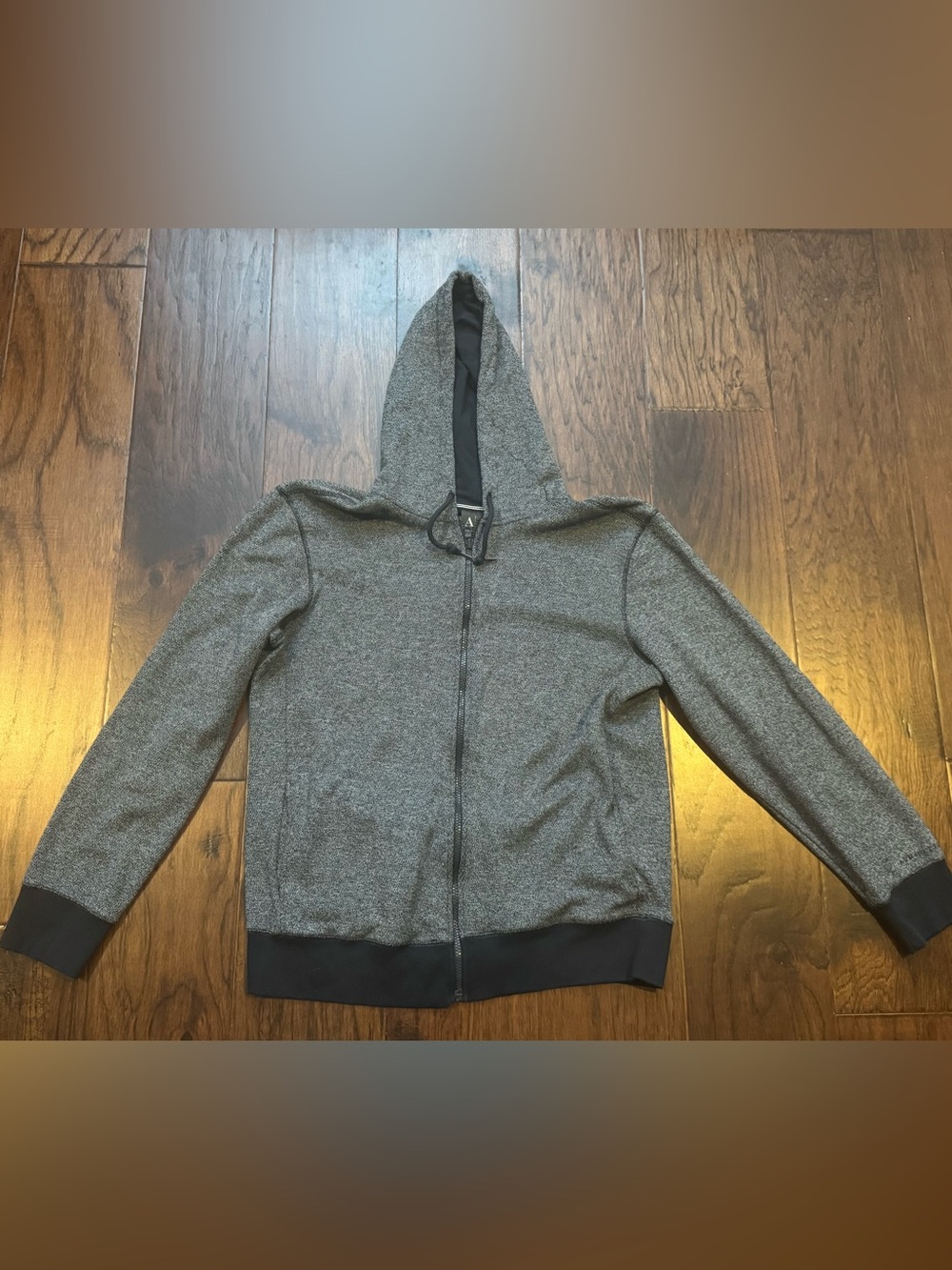 Stylish & Chic Armani Exchange Men's Gray Zip-Up Hooded Jacket - XL